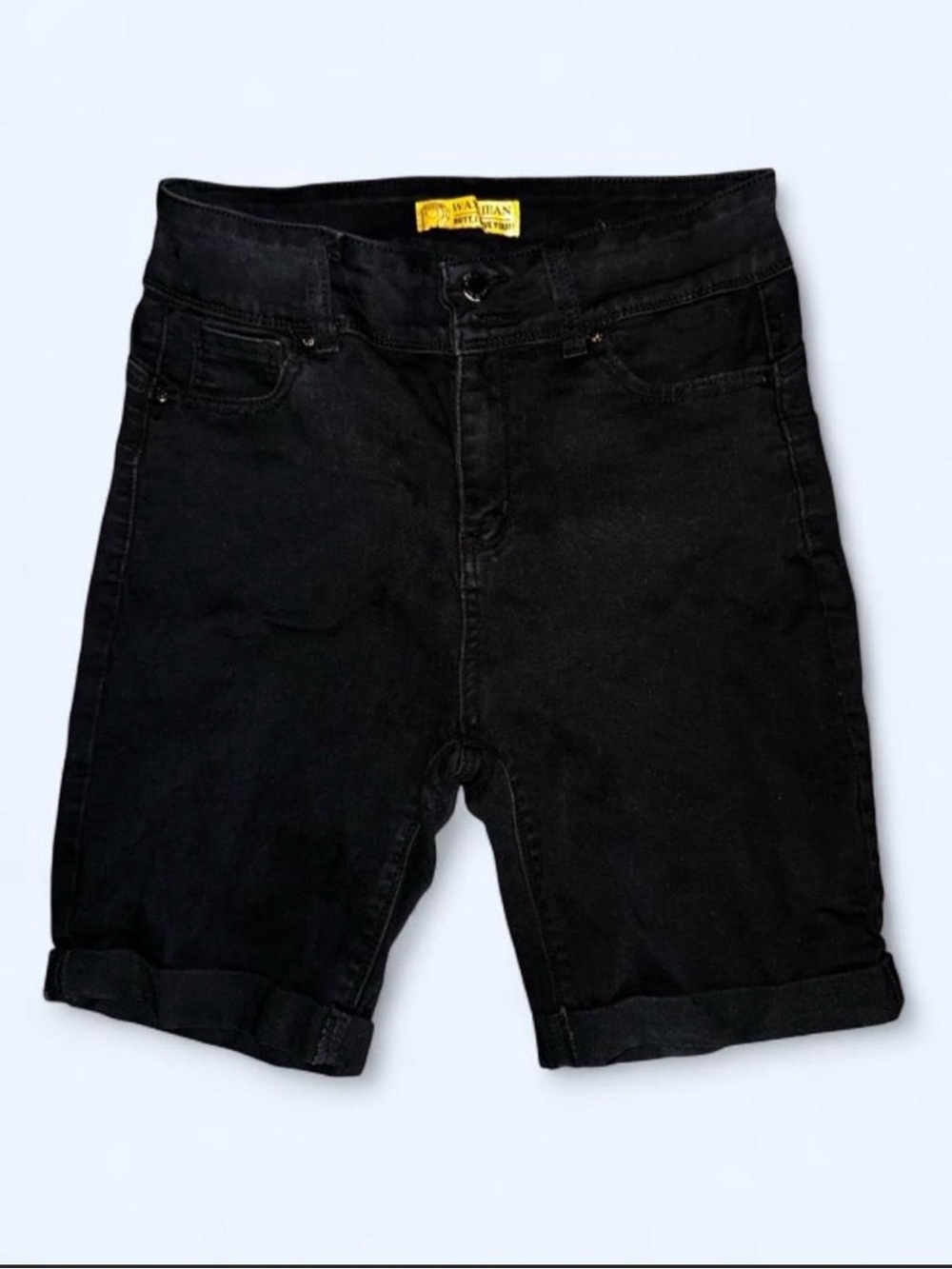 Wax Jean Black Men's Rolled-Cuff Denim Shorts